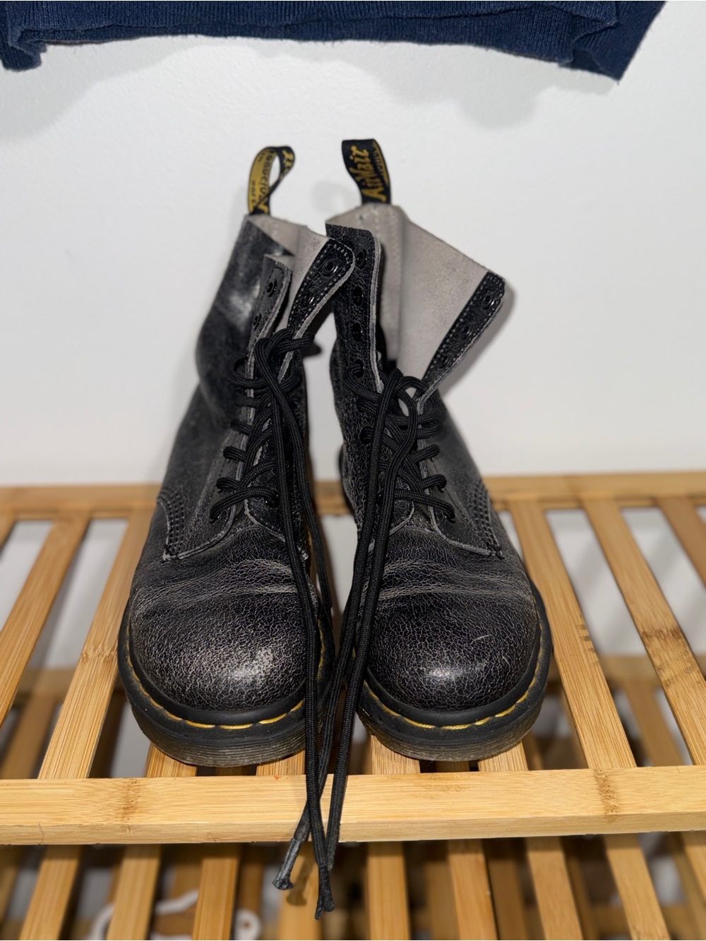 Doc Martens Crackle Black Leather Lace-Up Boots